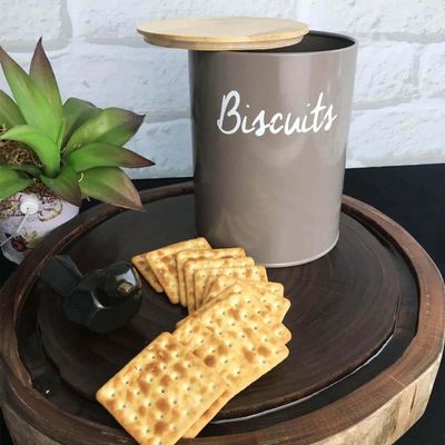Kit 4 Potes para Biscoito Herméticos Lata Porta Mantimentos com Tampa de Bambu Canister Warm Gray