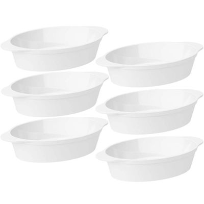 Jogo 6 Saladeiras Travessas para Servir Plástico Oval 550ml Branco Coza Uno Cozinha Porções Petiscos