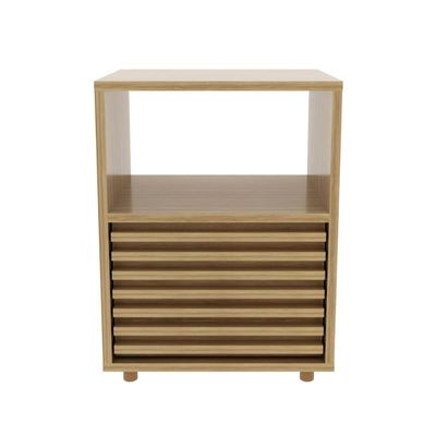 Mesa de Cabeceira 38x30x51,4cm Gaveta Ripado Amêndoa CM8042 Tecnomobili