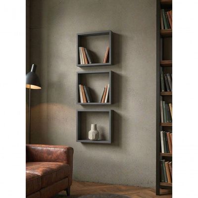 Kit De 3 Nichos 30cm Mdf Grafite - On Móveis