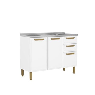 Cozinha Compacta 100% Aço 2 Gavetas Bella Branco Bertolini - Branco Branco