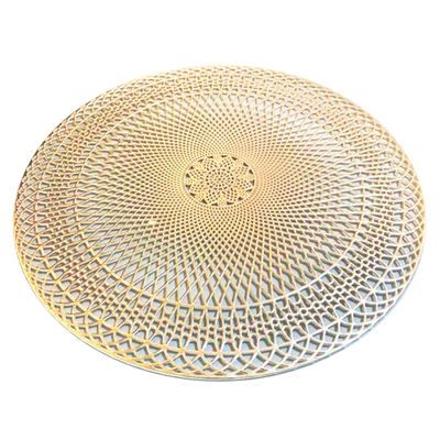 Jogo Americano 2 Peças Mesa Posta Mesa Redondo Linha Luxo Tamanho Grande Modelo Lotus em PVC Dourado