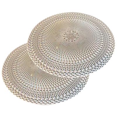 Jogo Americano 2 Peças Mesa Posta Mesa Redondo Linha Luxo Tamanho Grande Modelo Lotus em PVC Dourado