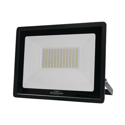 Kit 2 Refletor De Led Slim 100w Prova Dágua Preto Bivolt 6500k Frio