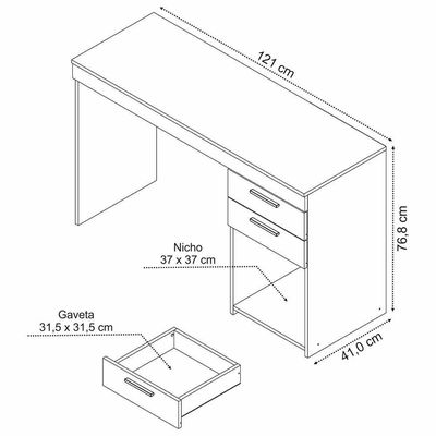 Mesa Escrivaninha De Escritório NT2070 Office Notável Branco