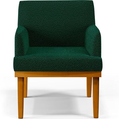 Kit 3 Poltronas Decorativas Sala De Estar E Recepção Base Mel Beatriz W01 Bouclê Verde - Lyam Decor