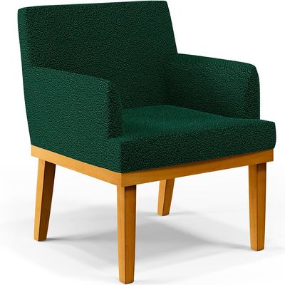 Kit 3 Poltronas Decorativas Sala De Estar E Recepção Base Mel Beatriz W01 Bouclê Verde - Lyam Decor