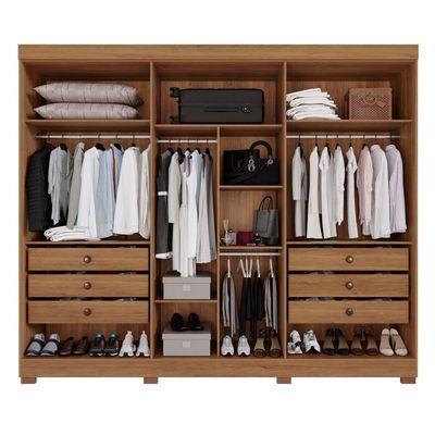 Guarda-roupa Casal 6 Portas 6 Gavetas Com Espelho órion Premium Salleto Cinamomo
