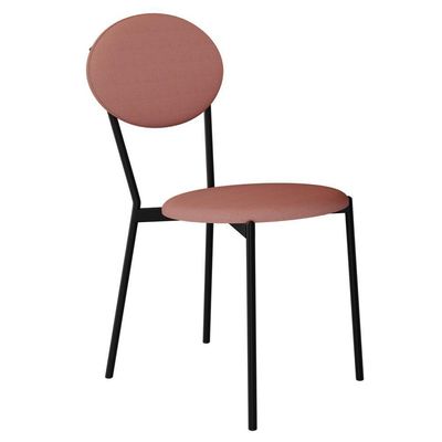 Kit 05 Cadeiras Estofada Para Sala De Jantar Azuri Preto C01 Linho Rosê - Lyam Decor