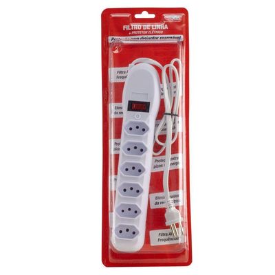 Filtro De Linha 6 Tomadas Incorporadas Bivolt Branco - 60600001 - Forceline