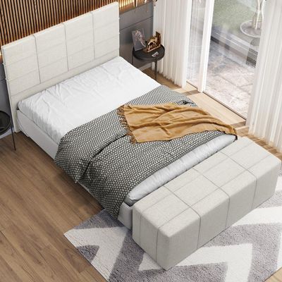 Cabeceira Cama Box Casal 140 cm Roma W01 Linho Champagne - Lyam