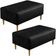 Kit 02 Puffs Decorativo Sala de Estar Cléo W01 Pés Palito 90 cm Couríssimo Preto - Lyam Decor