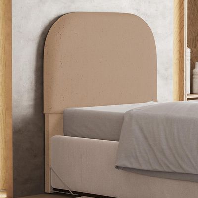 Cabeceira Cama Box 100cm Orgânica Lanna W01 Linho Bege Escuro - Lyam Decor