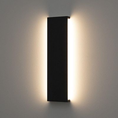 Arandela Stella Reflex Led 42cm Ip65 12w Bivolt Preto - 2700k - Luz Amarela