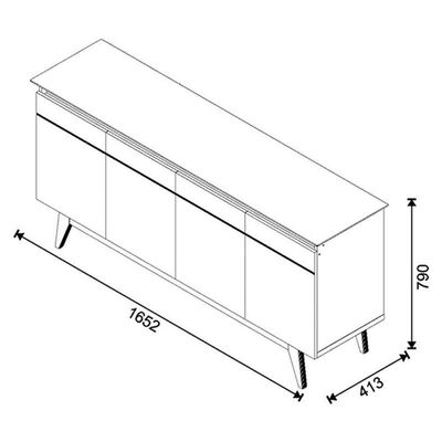 Aparador Para Sala Buffet Ambiente Classic 1.6 Com Gaveta Off White - Imcal