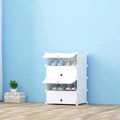 Guarda Roupa Sapateira Modular 4 Prateleiras Portatil Organizador Brinquedos Armario Quarto Sala Multiuso Branco