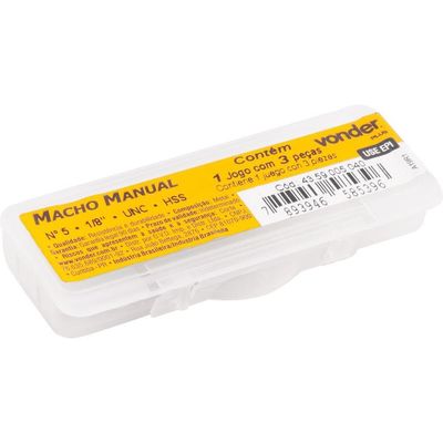 Macho Manual Aço Rápido Nº 5 1-8'' Unc Jogo Com 3 Pçs Vonder