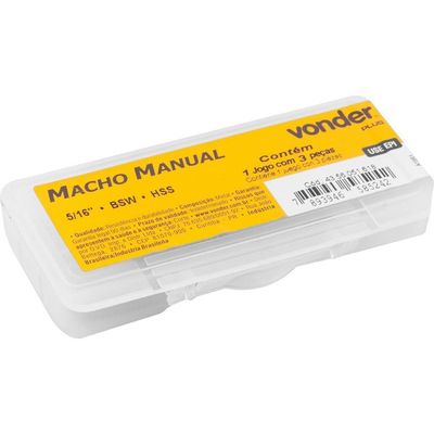 Macho Manual De Aço Rápido 5-16'' Jogo 3 Peças Vonder Plus