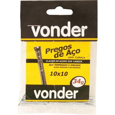 Prego De Aço 12x12 Sem Cabeça Zincado 100 Peças Vonder