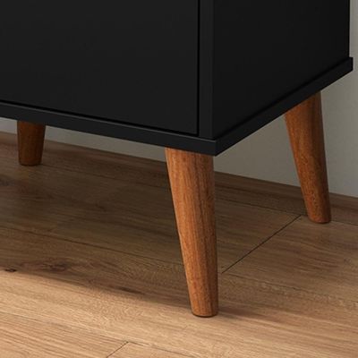 Kit 2 Mesas De Cabeceira Wood - Mdp 3 Gavetas Corrediças Metálicas Preto - Movelove