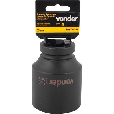 Soquete Sextavado Impacto Longo Enc 1 55mm Aço Cromo Vonder