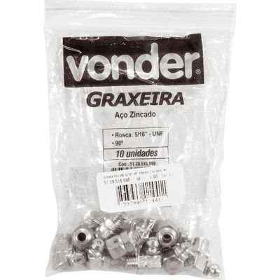 Graxeira Curva 90gr 1-4" Unf 28fpp Com 10 Peças - Vonder