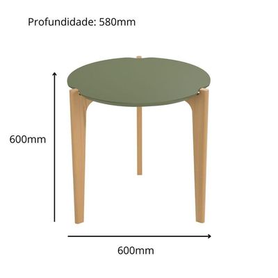 Mesa De Apoio E Lateral Sofá Para Sala Florida 0,60m Verde Floresta-freijó - Lukaliam Móveis