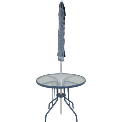 Conjunto Noronha Cinza Com Mesa 4 Cadeiras E Guarda Sol Bel