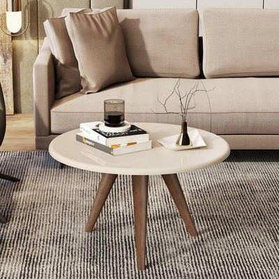 Mesa De Centro Tampo Redondo 52x33cm Grazy Off White