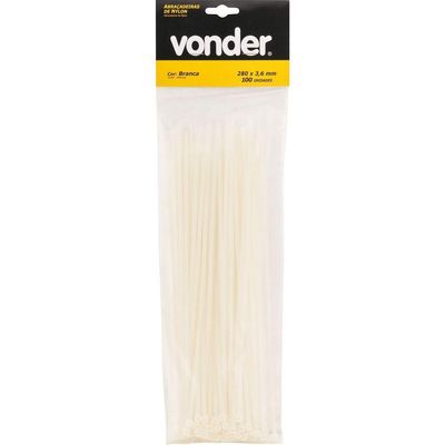 Abraçadeira De Nylon 280x3,6mm Branca Com 100 Peças Vonder