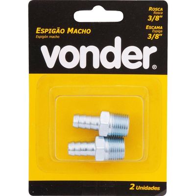 Espigão Fixo Macho Mangueira 3-8 Rosca 3-8 Npt Aço Zi Vonder