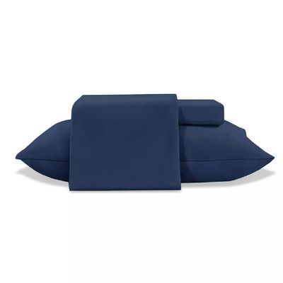 Jogo Cama Queen 4 Pc Poliester Toque de Seda Marinho Jolitex