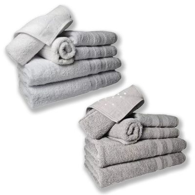 Jogo de Toalhas 4 Banhos 4 Rostos 4 Pisos Grande Grossa Branco+Cinza