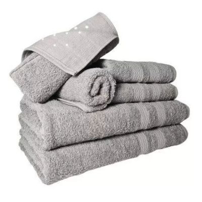 Jogo de Toalhas 4 Banhos 4 Rostos 4 Pisos Grande Grossa Branco+Cinza