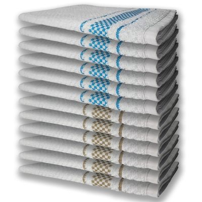 12 Panos de Prato Atoalhado Felpudo Premium 6 Azul 6 Marrom