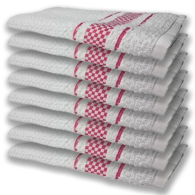 8 Panos de Prato Atoalhado Felpudo 370g/m² Premium Rosa
