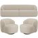 Sofá 3 Lugares Curvo Orgânico com 02 Poltronas Para Sala Living 220cm Barolo L06 Linho Bege Escuro - Lyam Decor