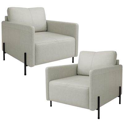 Kit 2 Poltronas Decorativa Para Sala Living Pés Industrial Domani L06 Veludo Gelo - Lyam Decor