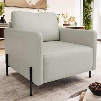 Kit 2 Poltronas Decorativa Para Sala Living Pés Industrial Domani L06 Veludo Gelo - Lyam Decor
