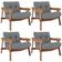 Kit 04 Poltronas Decorativa Fixa Para Sala Living Ikary L02 Canela Pied Poule - Lyam Decor