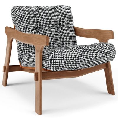 Kit 04 Poltronas Decorativa Fixa Para Sala Living Ikary L02 Canela Pied Poule - Lyam Decor