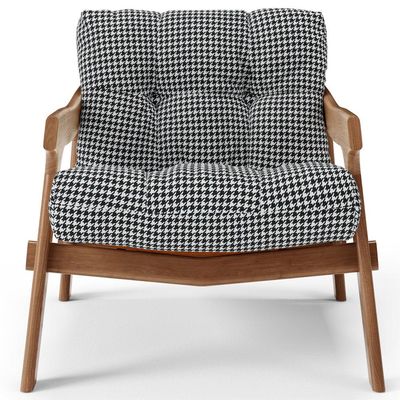 Kit 04 Poltronas Decorativa Fixa Para Sala Living Ikary L02 Canela Pied Poule - Lyam Decor