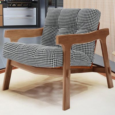Poltrona Decorativa Fixa Para Sala Living Ikary L02 Canela Pied Poule - Lyam Decor