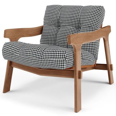 Poltrona Decorativa Fixa Para Sala Living Ikary L02 Canela Pied Poule - Lyam Decor