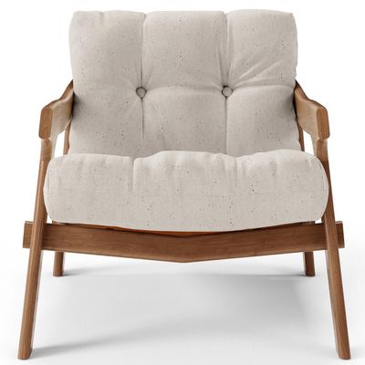 Kit 04 Poltronas Decorativa Fixa Para Sala Living Ikary L02 Canela Linho Cru - Lyam Decor