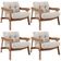 Kit 04 Poltronas Decorativa Fixa Para Sala Living Ikary L02 Canela Linho Cru - Lyam Decor