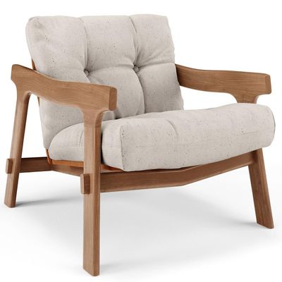 Kit 04 Poltronas Decorativa Fixa Para Sala Living Ikary L02 Canela Linho Cru - Lyam Decor