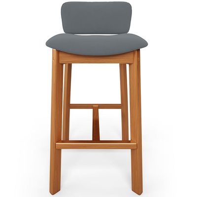 Banqueta Alta Para Cozinha Sala de Jantar Bar Dara L02 Suede Cinza - Lyam Decor