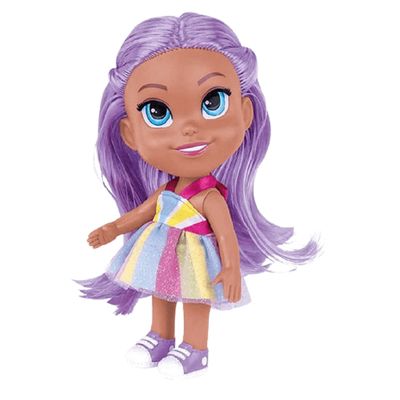Boneca Baby Happy Surprise negra Cabelo Lilás 554 - Super Toys