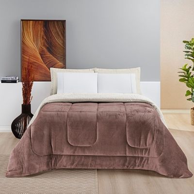 Coberdrom Sherpa e Flannel Everest Solteiro Manta Alta 150g 01 Peça - Rose